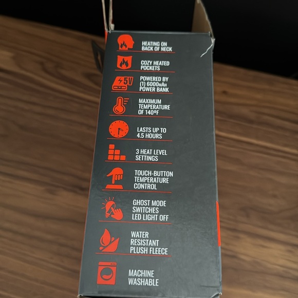 New Rechargeable heated fleece winter scarf, red wine - Picture 3 of 5